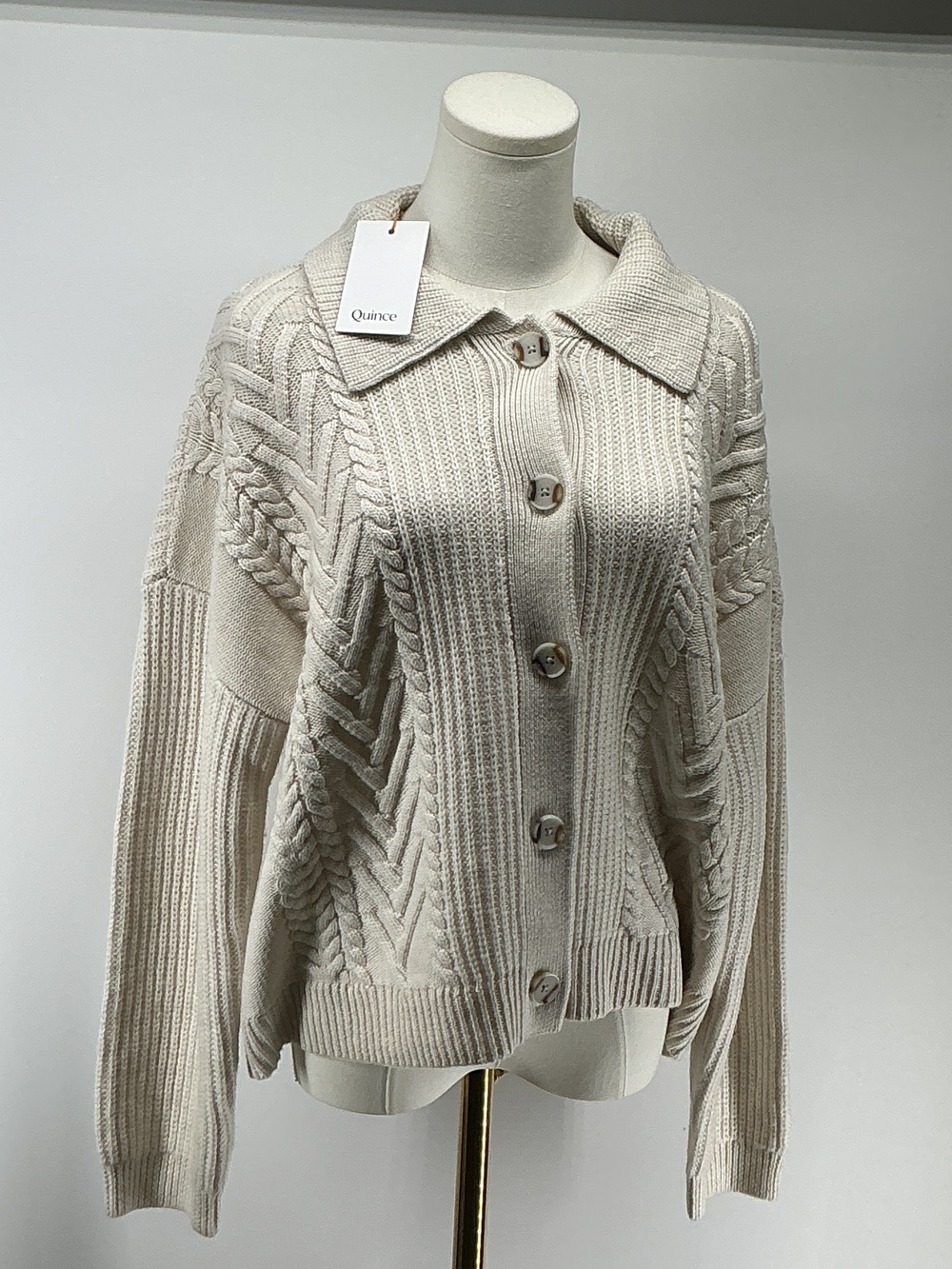 Australian Merino Wool Collared Cable Cardigan